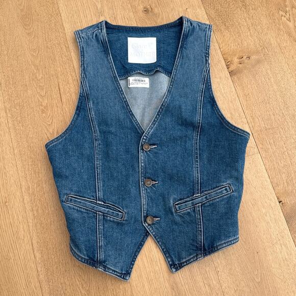 Mother x Clare V. Denim Vest The Belle Size L Blue - Picture 1 of 4